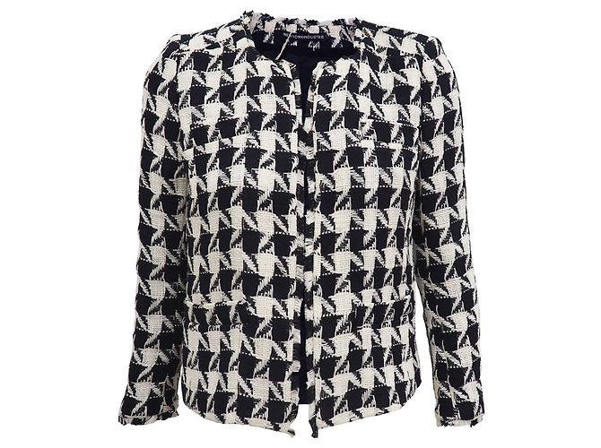 New York industrie Blazer in cotone pied de poule bianco e nero S