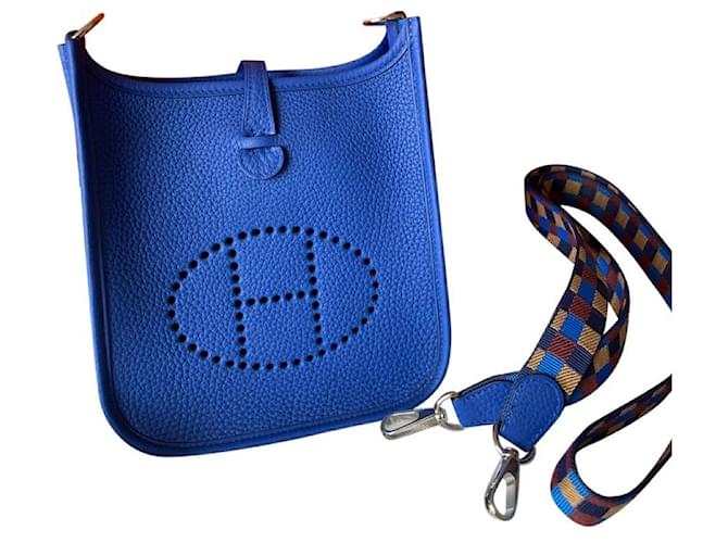 Bolsa Hermès Evelyne 16 Azul real Multicor Hardware prateado Couro  ref.572690