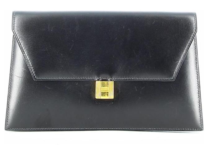 Hermès clutch Black Leather  ref.572714