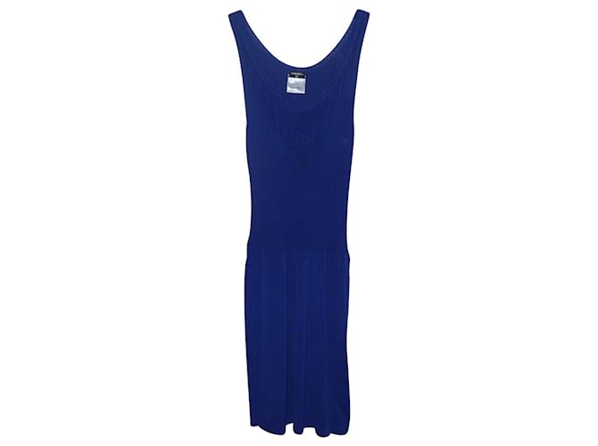 Chanel Dresses Blue Silk Cotton  ref.572775