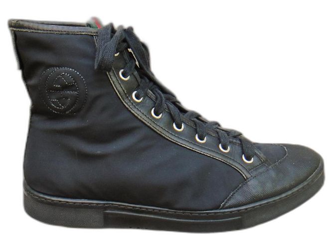 Tênis Gucci preto de nylon e couro 37 IT
