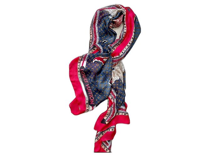 Lenço de seda Louis Vuitton Mapamundi Monograma Multicor