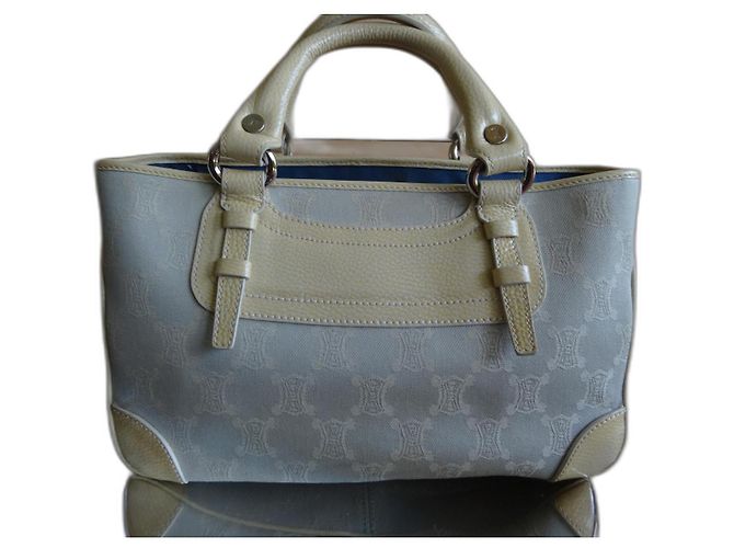 Bolsa Céline Boogie de couro azul claro e canvas monogramado