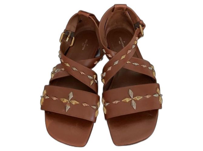Sandali Louis Vuitton in pelle marrone
