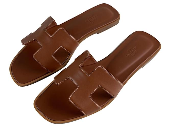 Hermès Oran Sandals Brown Leather  ref.572933
