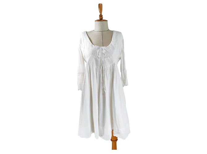 Autre Marque Hunky Dory Kleid aus weißer Baumwolle Größe L