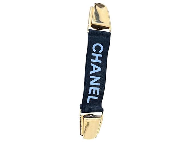 Otras joyas Chanel Coleccionista Negro Blanco Gold hardware Lienzo Metal  ref.573085