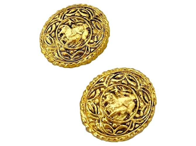 Superbe boucles d’oreilles vintage Chanel Métal Bijouterie dorée  ref.573181