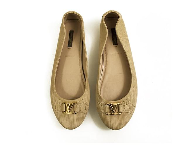 Louis Vuitton Ballerines ballerines Oxford en cuir épi beige Monogramme LV 39,5  ref.573210