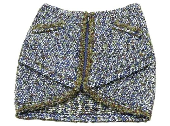 *Mini-jupe en tweed CHANEL Multicolore 38 Coton Nylon  ref.573246