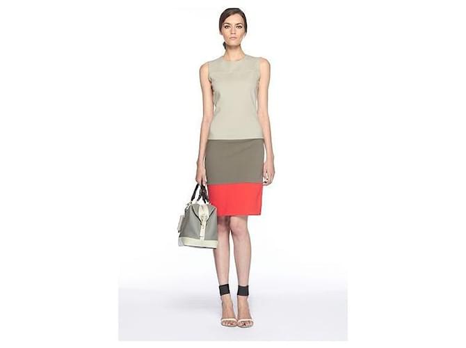 DVF Diane von Furstenberg Abito tubino Sharby Colorblock Grigio Corallo Viscosa  ref.573259