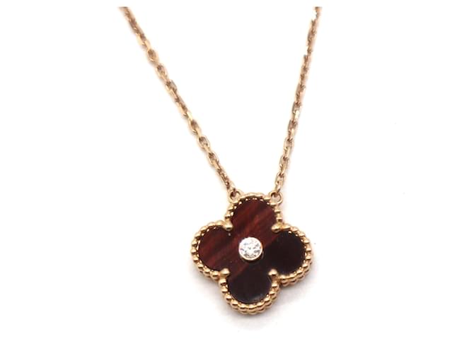 VAN CLEEF & ARPELS 18k Rose Gold Brown Bull's Eye Vintage Alhambra Necklace Pink gold  ref.573658