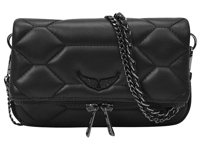 Zadig & Voltaire Bolsa Rock Nano XL em couro de cordeiro preto Bezerro-como bezerro  ref.574057