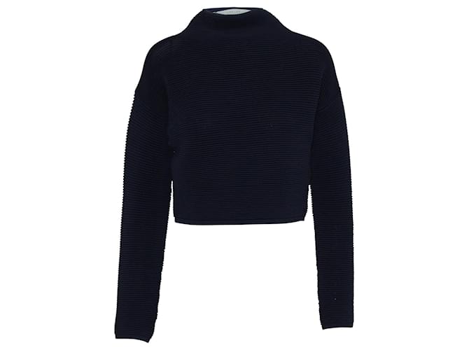 Autre Marque Dion Lee Mock Neck Rib Knit Sweater in Navy Blue Viscose Cellulose fibre  ref.574221