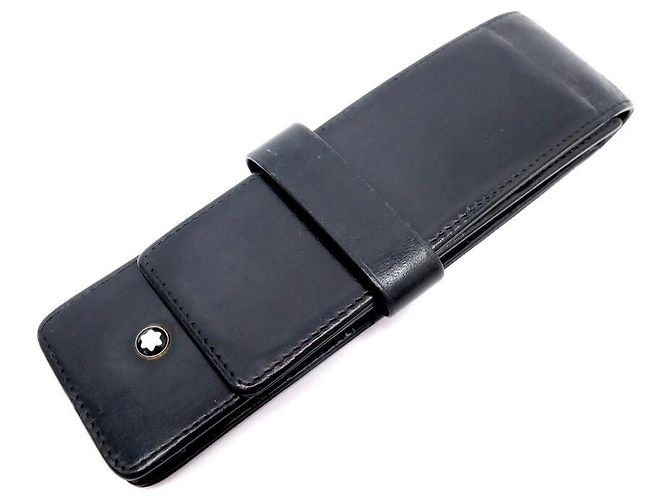 MONTBLANC MEISTERSTUCK CASE FOR 2 BLACK LEATHER PENS CASE