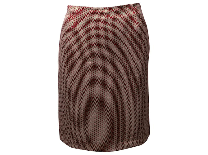 Etro Geometric Print Knee Length Skirt in Multicolor Silk Multiple colors  ref.574696