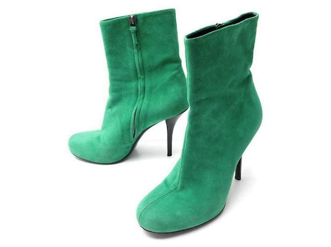 BALENCIAGA BOOTIE SHOES 245484 40 GREEN SUEDE SHOES BOOTS  ref.574805