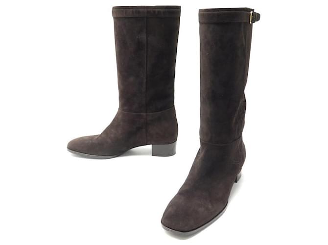 YVES SAINT LAURENT SHOES YSL BOOTS 306568 40 BROWN SUEDE BOOTS  ref.574807