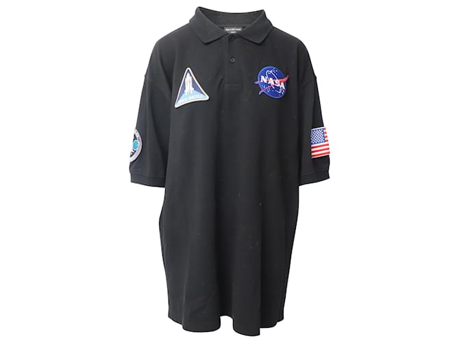 Balenciaga x NASA Space Polo Shirt in Black Cotton  ref.574840