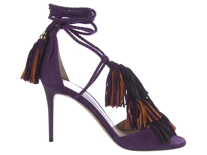 Jimmy Choo Kalpa Purple Snakeskin Shimmer Black Ankle Strap Sandals Shoe  $1,500+ | eBay