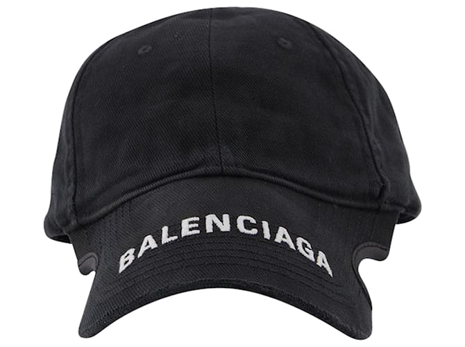 Balenciaga Hat Notch Logo Visorin Black and White Cotton ref