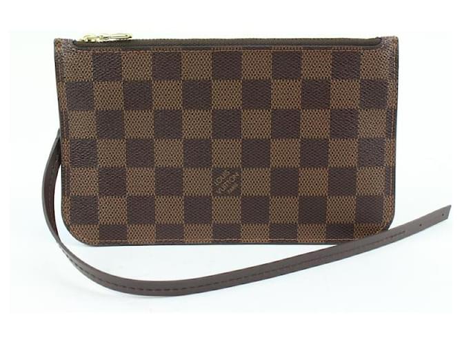 Louis Vuitton Small Damier Ebene Neverfull Pochette PM Wristlet Pouch Leather  ref.575106