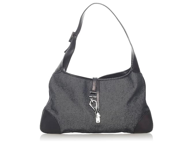 Gucci Black Denim Jackie Shoulder Bag Hobo 