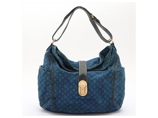 Louis Vuitton Ultra Rare Monogramme Bleu Mini Lin Romance Hobo Bag Cuir  ref.575280