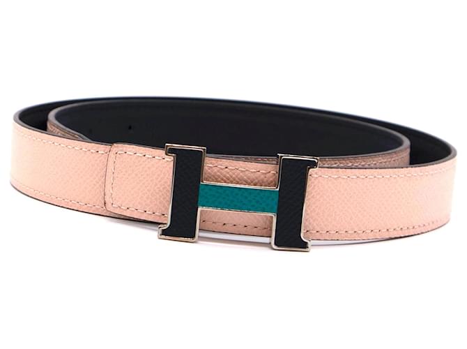 Hermès Hermes 24mm Pink Black Constance H Reversible Belt Size 80 Leather  ref.575306