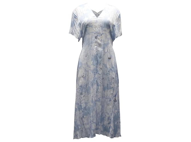 Vince Painted Magnolia Midi Dress in Powder Blue Silk Light blue  ref.575308