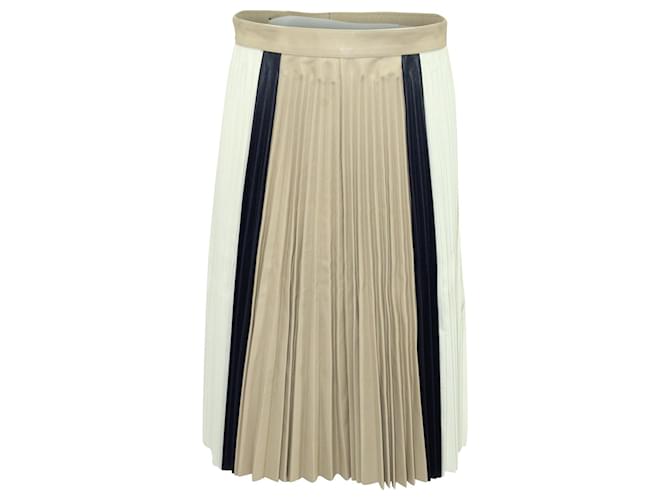 Victoria Beckham Pleated Colorblock Skirt in Multicolor Leather Multiple colors  ref.575422