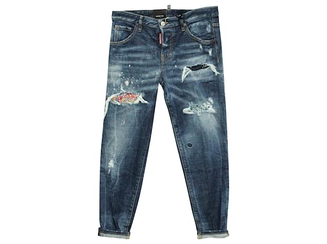 Dsquared2 Jeans Boyfriend Hockney in cotone blu  ref.575434