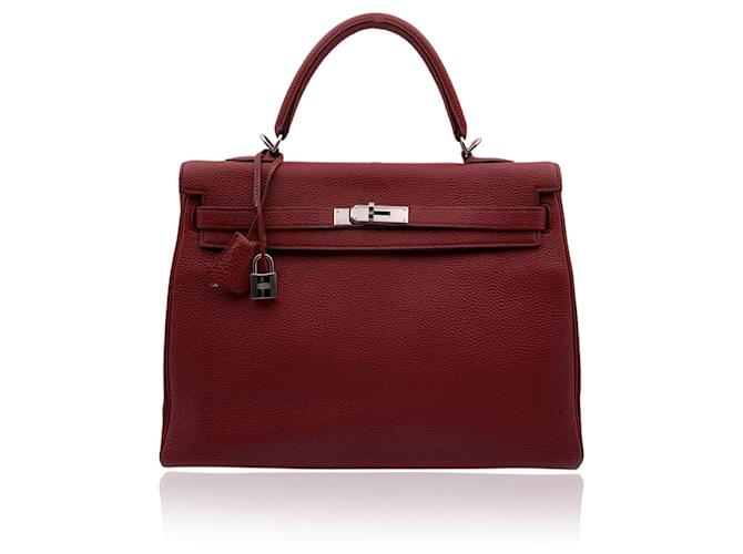 Hermès Hermes Red Togo Leather Kelly 35 Retourne Bag Handbag  ref.575450