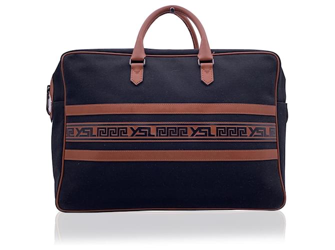 Yves Saint Laurent Grand sac de voyage vintage en toile noire  ref.575506