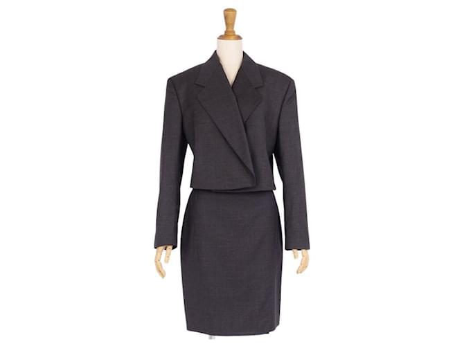 Gianni Versace Skirt suit Grey Wool Rayon  ref.575604