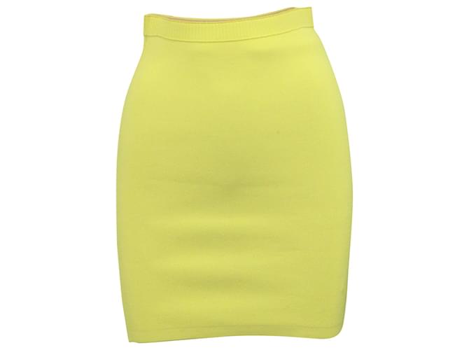 Alexander Wang Rib Knit Mini Pencil Skirt in Yellow Polyester  ref.576197