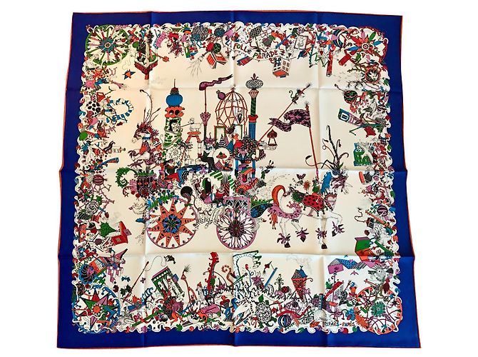 Hermès Sciarpa in seta La Folle Parade 90x90 Multicolore