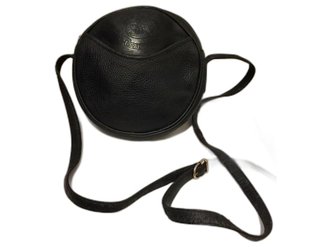 Vintage Burberrys crossbody round bag Black Leather  ref.576377
