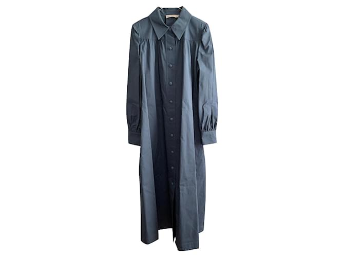 Tory Burch Blu Fog cotton Artist dress Blue  ref.576394
