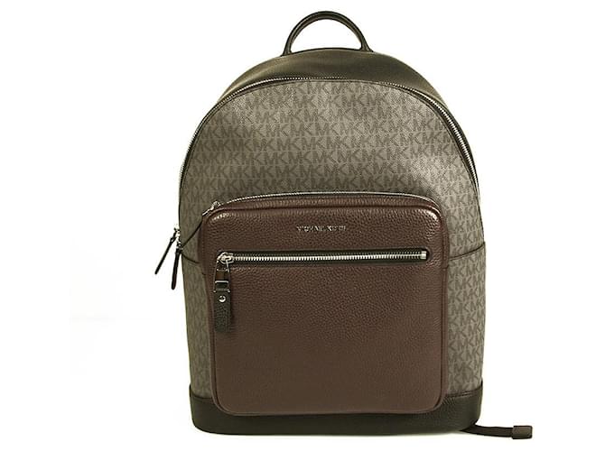 Michael Kors Hudson Gray Monogram Coated Canvas Logo Men Unisex Backpack Bag Dark grey Cotton  ref.576426