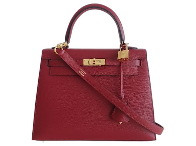 Hermès Hermes Kelly bag 25 Red Dark red Leather  ref.576483