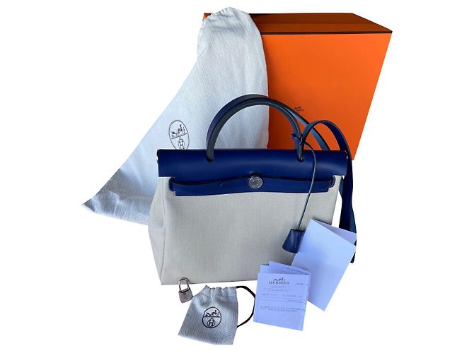 Herbag Hermès Cerniera a sacco 31 Crema Silver hardware