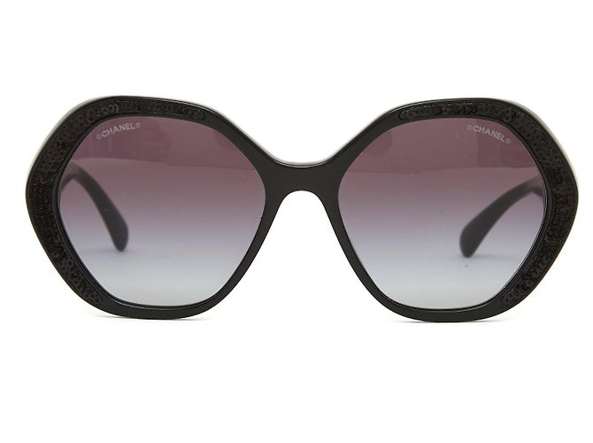 Chanel 2022 RUNDE BRILLE MIT PAILLETTEN Schwarz