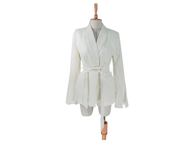Blazer Free People branco de linho e viscose