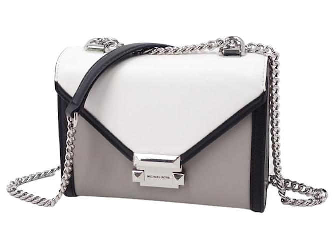 Usado] Bolsa Michael Kors Bolsa de Ombro MICHAEL KORS Bolsa Bicolor Couro  de Bezerro Bolsa Feminina Cinza/Branco Couros exóticos  - Joli  Closet