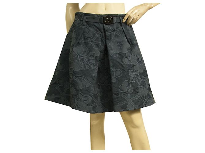 Minifalda acampanada de algodón jacquard floral azul Kenzo talla mini 40