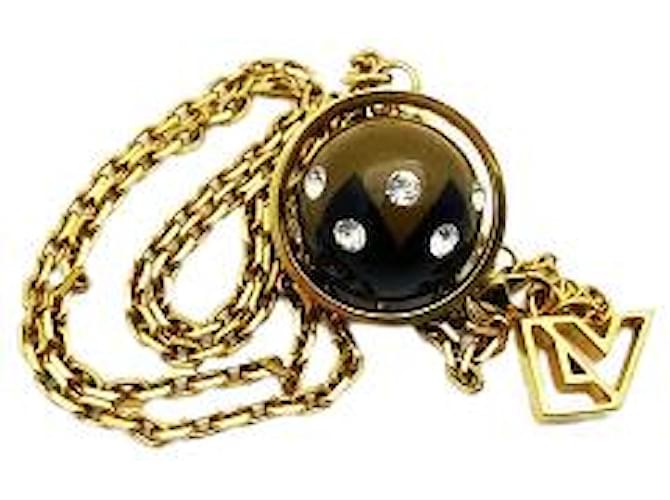 Louis Vuitton LOUIS VUITTON Pandan Tiff Magnetic Necklace Pendant Ball  Plated Rhinestone Plastic Gold Black Brown Gold hardware ref.576617 - Joli  Closet