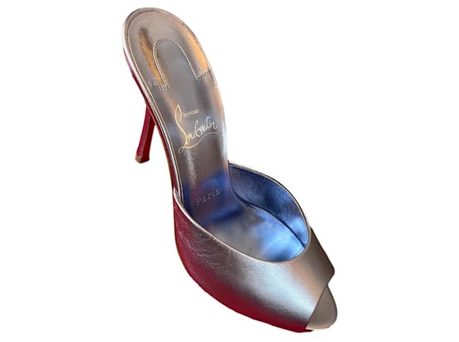 Christian Louboutin Me Dolly sandals with silver metallic red sole Silvery Leather  ref.576639