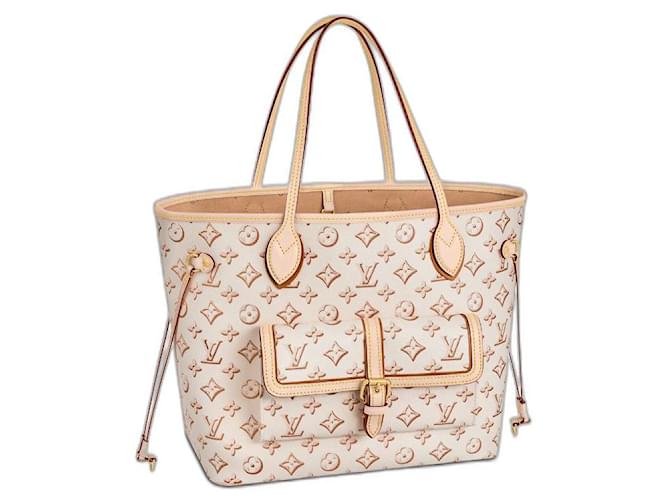Louis Vuitton LV neverfull MM novo bege Couro  ref.576661