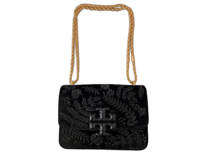 Tory Burch Embroidered Eleanor handbag Black Leather  ref.576682